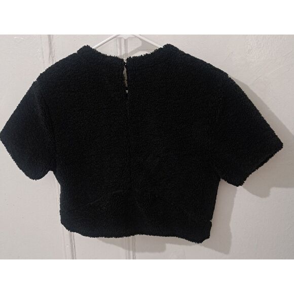 Lululemon Women Size 4 Black Teddy Fleece Embroidered Cropped sweater - Picture 4 of 8